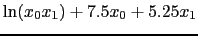 $\displaystyle \ln(x_{0} x_{1}) + 7.5 x_{0} + 5.25 x_{1}$