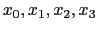 $\displaystyle x_{0}, x_{1}, x_{2}, x_{3}$